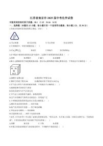2025届江苏省南京市中考化学试卷（有答案）