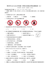 江苏省苏州市2025-2026学年九年级上学期期末模拟化学练习卷（七）(含答案与解析)