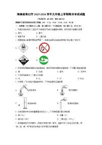 2025-2026学年海南省海口市九年级上学期期末考试化学试卷（学生版）