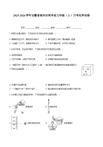 安徽省亳州市利辛县2025-2026学年九年级上学期月考化学试卷（含解析）