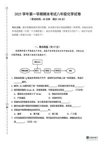 上海市闵行区2025-2026学年八年级上学期期末考试化学试题