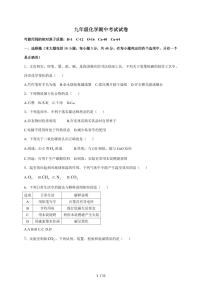 广东省韶关市部分学校2026届九年级上学期期中考试化学试题（含答案）