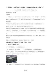 广东省湛江市2026届九年级上学期期中模拟练习（三）化学试题（含答案）