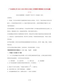 广东省湛江市2026届九年级上学期期中模拟练习（一）化学试卷（附答案）