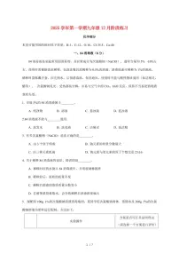上海市普陀区2025_2026学年九年级上学期12月月考化学试卷（附答案）