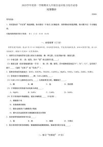 2026年上海市普陀区初三一模九年级上学期期末化学试卷及答案