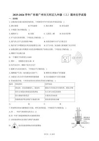 2025-2026学年广东省广州市天河区九年级（上）期末化学试卷（含答案）