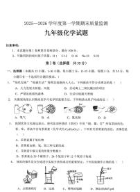 山东德州市2025-2026学年九年级上学期期末考试化学试卷
