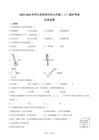 2025-2026学年江苏省苏州市九年级（上）期末化学试卷（含答案）