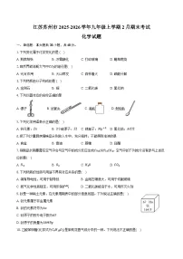 江苏苏州市2025-2026学年九年级上学期2月期末考试化学试卷（含答案）