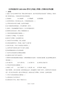 2025-2026学年江苏省扬州市九年级上学期2月期末化学试卷（含答案）