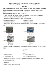 2025-2026学年广东省深圳市龙岗区九年级上学期期末学科素养调研化学试卷（学生版）