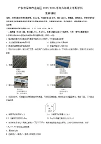2025-2026学年广东省深圳市龙岗区九年级上学期期末学科素养调研化学试卷（学生版）