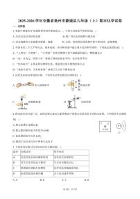 2025-2026学年安徽省亳州市蒙城县九年级（上）期末化学试卷（含答案）