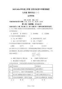 辽宁省沈阳市虹桥中学2025-2026学年九年级上学期限时作业化学试卷（期末）