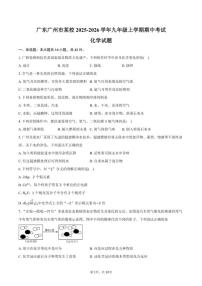 2025-2026学年广东省广州市某校九年级上学期期中考试化学试卷（含答案）