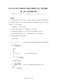 初中化学人教版（2024）九年级下册（2024）常见的酸和碱同步达标检测题