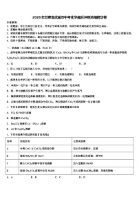2026年甘肃省武威市中考化学最后冲刺浓缩精华卷（含答案解析）