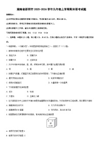2025-2026学年湖南省邵阳市九年级上学期期末联考化学试卷（学生版）