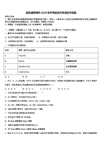 湖北省荆州市2026年中考适应性考试化学试题（含答案解析）