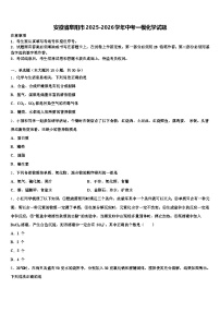 安徽省阜阳市2025-2026学年中考一模化学试题（含答案解析）