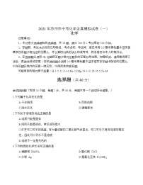 2021年江苏省苏州市中考化学全真模拟试卷（一）（word版 含答案）