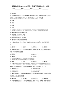 新疆沙雅县2020-2021学年七年级下学期期中历史试题（word版 含答案）