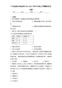 广东省茂名市电白区2021-2022学年八年级上学期期中历史试题（word版 含答案）