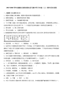 安徽省合肥市肥东县马集中学八年级（上）期中历史试卷（word版含答案解析）