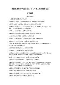 安徽省阜阳市成效中学2020-2021学年七年级上学期期末考试历史试卷（Word版  无答案）