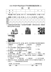 2020年湖南省张家界市中考一模历史试题(含答案)