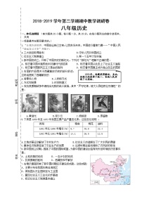 苏州工业园区2018-2019学年第二学期八年级历史期中教学调研卷（含答案）