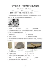 七年级历史(下册)期中试卷及答案