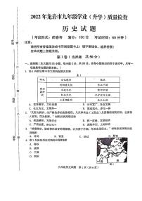 2022年福建省龙岩市九年级学业（升学）质量检查历史试卷（有答案）