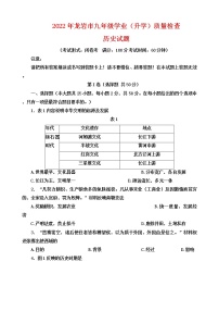 2022年福建省龙岩市九年级学业（升学）质量检查历史试卷（有答案）