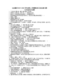 山东省滕州市2021-2022学年下学期七年级历史期末复习综合练习题 （无答案）