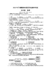 湖南省郴州市亚星学校2022_2023学年九年级上学期期中考试历史试题(含答案)