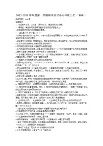 河南省驻马店市正阳县2022-2023学年部编版九年级上学期期中考试历史试题（含答案）