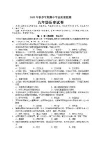 广西南宁市2022-2023学年九年级上学期期中考试历史试题(含答案)