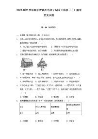 2022-2023学年湖北省鄂州市梁子湖区七年级（上）期中历史试卷（含解析）