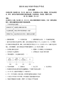 初中历史中考复习 精品解析：2022年山东省泰安市中考历史真题（原卷版）