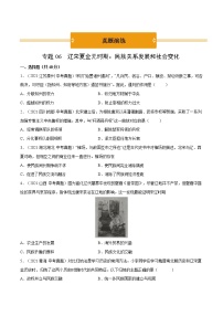 初中历史中考复习 专题06 辽宋夏金元时期：民族关系发展和社会变化（真题演练）（原卷版）