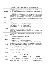 初中历史中考复习 专题03 工业革命和国际共产主义运动的兴起（教学设计）