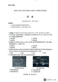 海南省儋州市部分校2023年九年级下学期5月第二次模拟考试历史试题