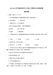 2023-2024学年湖南省郴州市八年级上学期期中历史质量检测模拟试题（含解析）