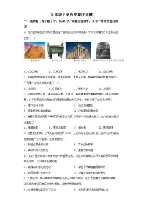 新疆喀什地区疏勒县2023-2024学年九年级上学期期中历史试题（含解析）