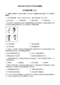 2022年山东省滨州市初中学业水平考试全真模拟（五）历史试题