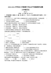 山东省临沂市罗庄区2023-2024学年九年级上学期期中考试历史试题（含答案）