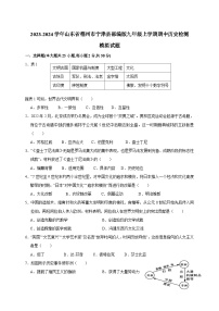 2023-2024学年山东省德州市宁津县部编版九年级上册期中历史检测模拟试题（附答案）