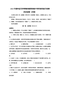 天津市蓟州区马伸桥镇宋家营初级中学2023-2024学年九年级上学期期中历史试题（含解析）